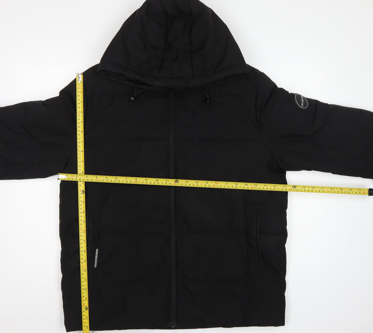 Fastfish Men’s Black 2XL Hooded Puffer Jacket Full Zip Winter Coat