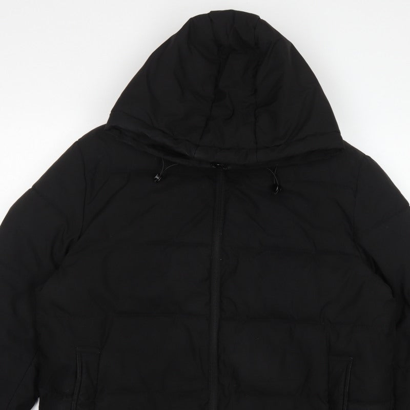 Fastfish Men’s Black 2XL Hooded Puffer Jacket Full Zip Winter Coat