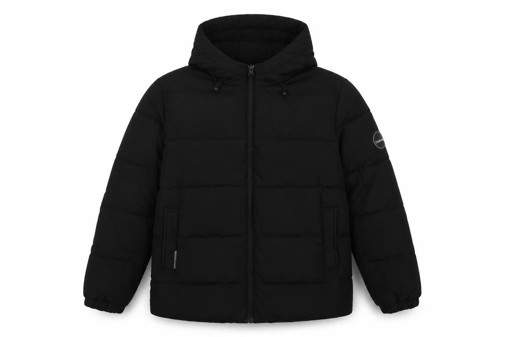 Fastfish Men’s Black 2XL Hooded Puffer Jacket Full Zip Winter Coat