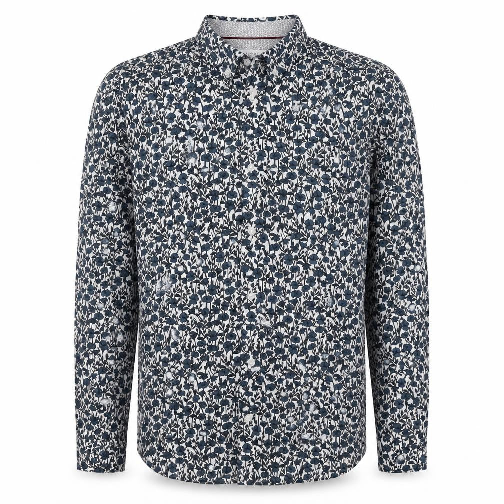 Next Men’s Blue Floral Cotton Button-Down Long Sleeve Shirt Size S