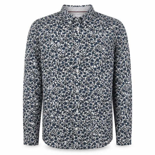 Next Men’s Blue Floral Cotton Button-Down Long Sleeve Shirt Size S