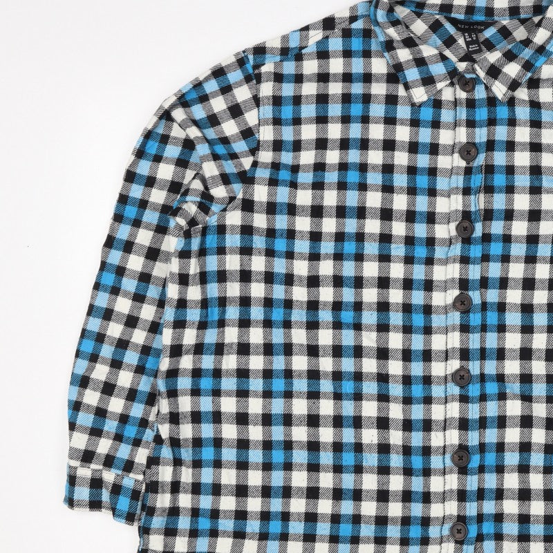 New Look Women’s Blue Check Button Basic Jacket UK 6