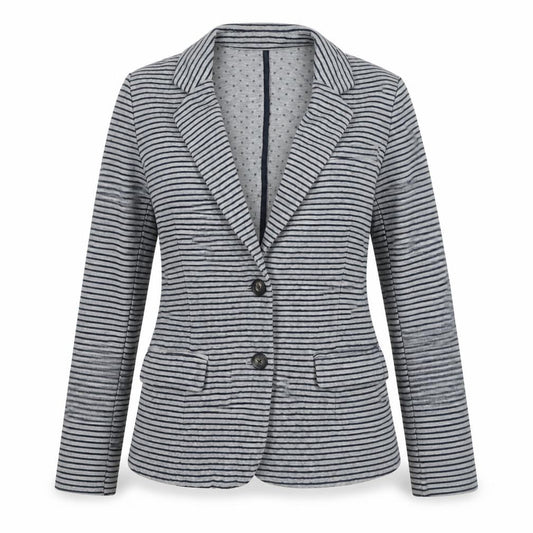 Kew London Women’s Grey Stripe Jersey Blazer UK 10 Single-Breasted