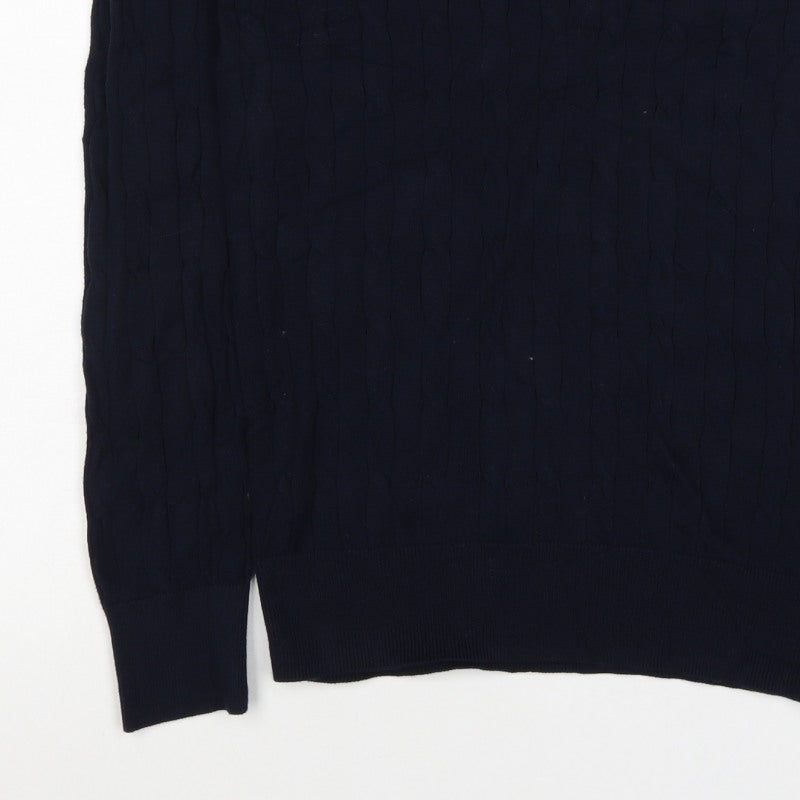 Ciao Italy Men’s Blue M Cable Knit Cotton Crew Neck Pullover Jumper