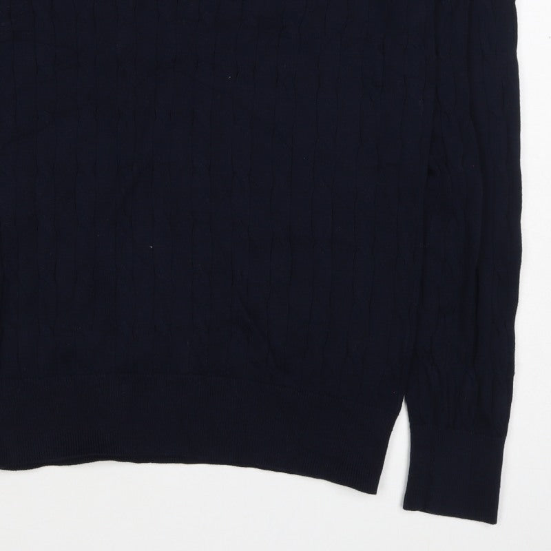 Ciao Italy Men’s Blue M Cable Knit Cotton Crew Neck Pullover Jumper