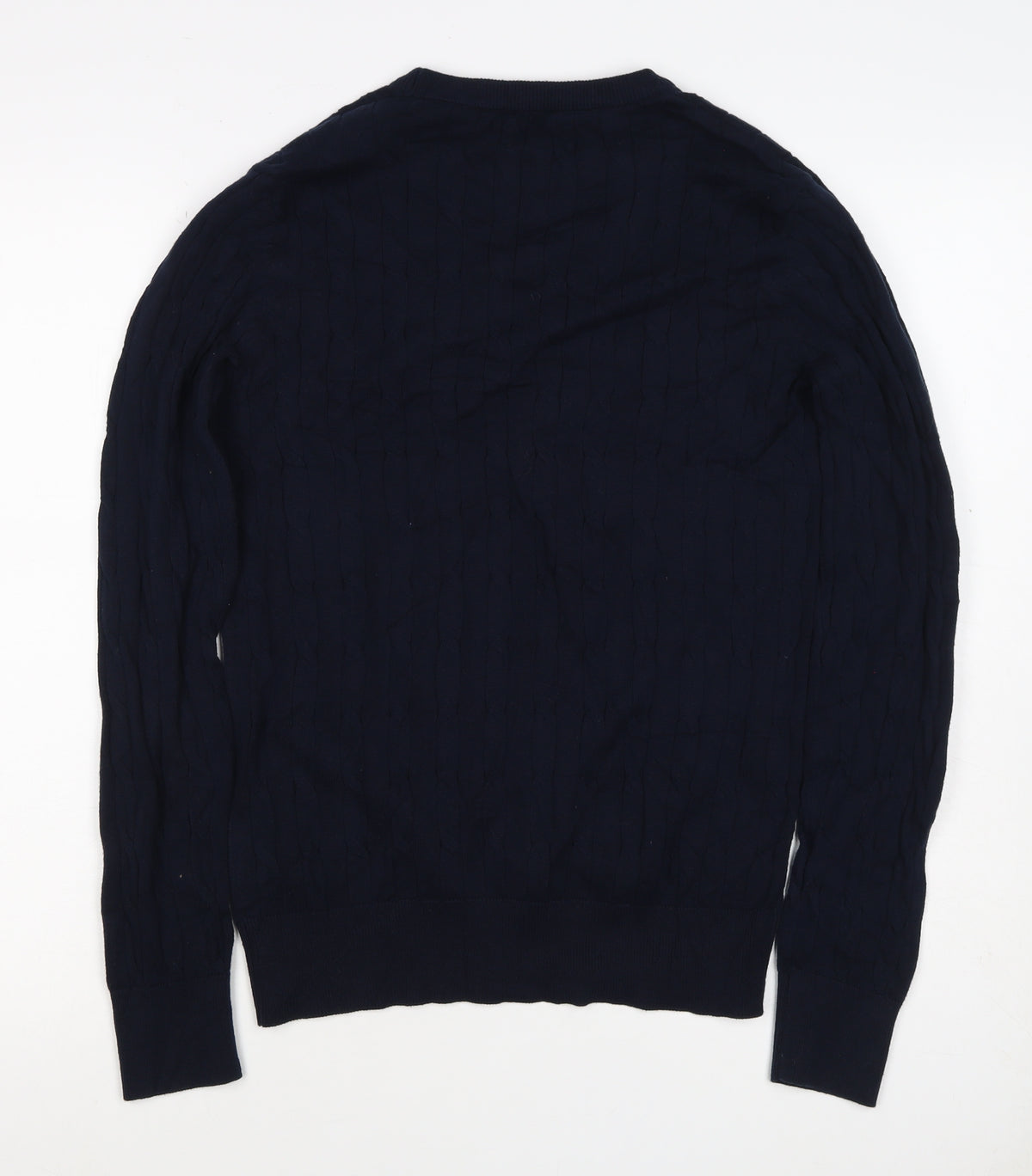Ciao Italy Men’s Blue M Cable Knit Cotton Crew Neck Pullover Jumper