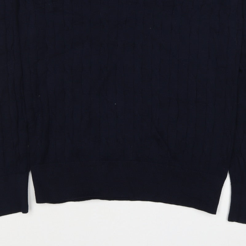 Ciao Italy Men’s Blue M Cable Knit Cotton Crew Neck Pullover Jumper