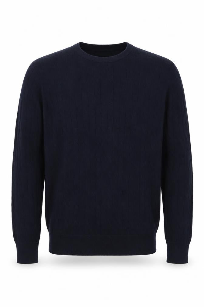 Ciao Italy Men’s Blue M Cable Knit Cotton Crew Neck Pullover Jumper