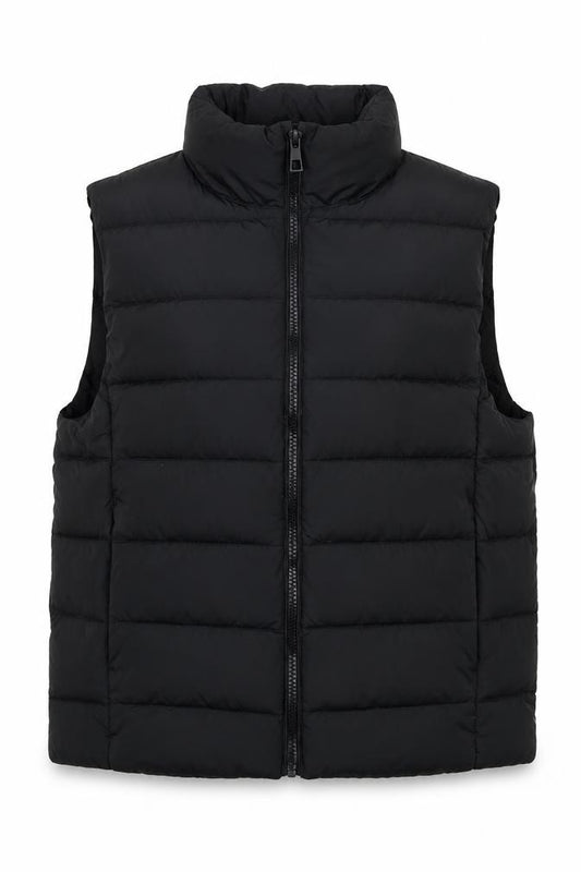 ANG Teens Black XS Quilted Puffer Gilet Long Sleeveless Bodywarmer