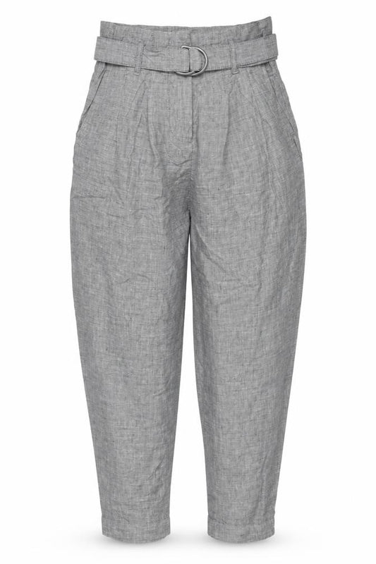 M&S Collection Women’s Grey Linen Ankle Trousers Size 6 Belted