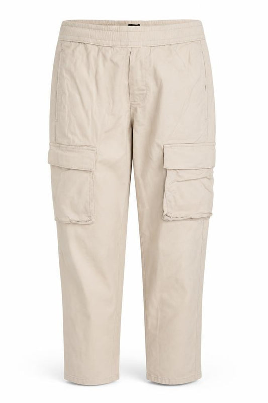 Only & Sons Women’s Beige Small Tapered Cargo Twill Trousers Elastic Waist