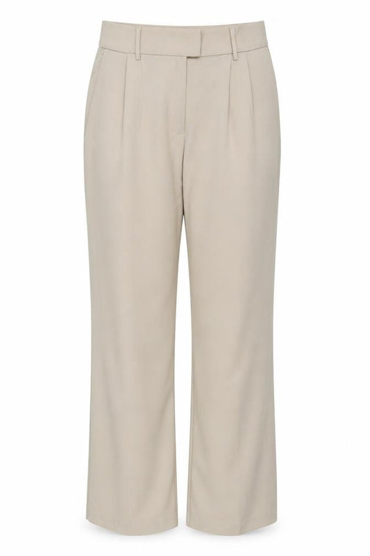 H&M Women Beige UK 14 High Rise Straight Leg Smart Trousers