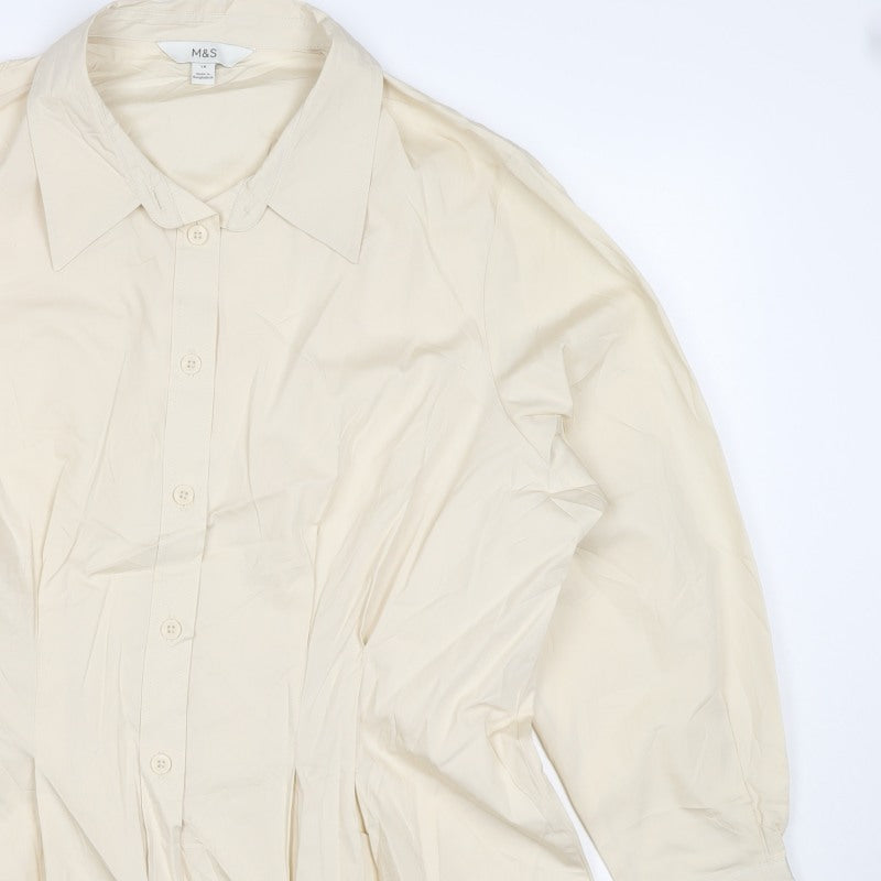 M&S Women’s Ivory Size 18 Lyocell Collared Long Sleeve Button-Up Shirt