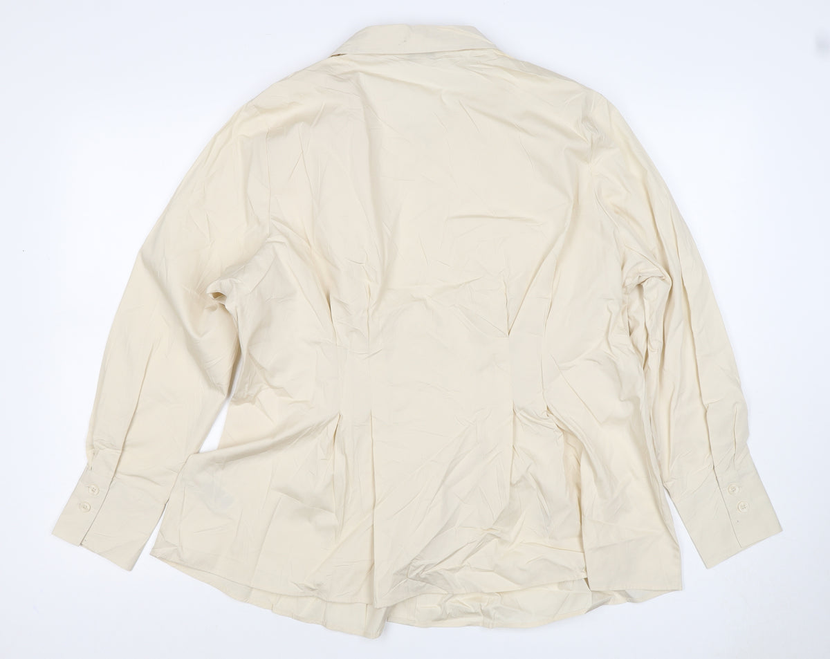 M&S Women’s Ivory Size 18 Lyocell Collared Long Sleeve Button-Up Shirt