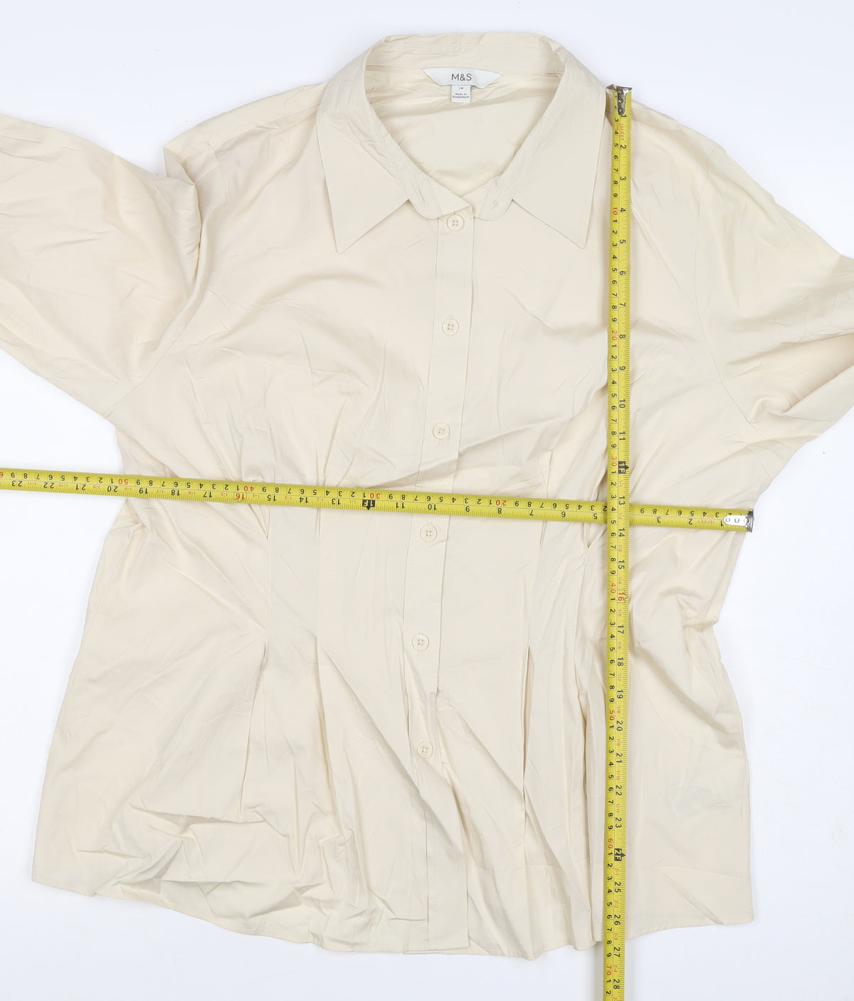 M&S Women’s Ivory Size 18 Lyocell Collared Long Sleeve Button-Up Shirt