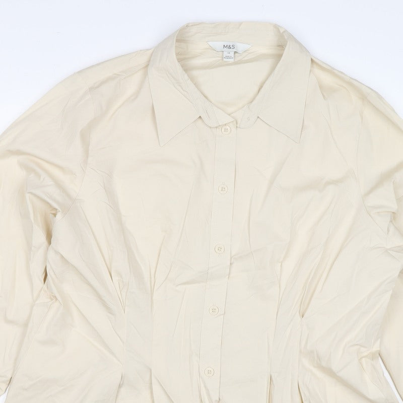 M&S Women’s Ivory Size 18 Lyocell Collared Long Sleeve Button-Up Shirt