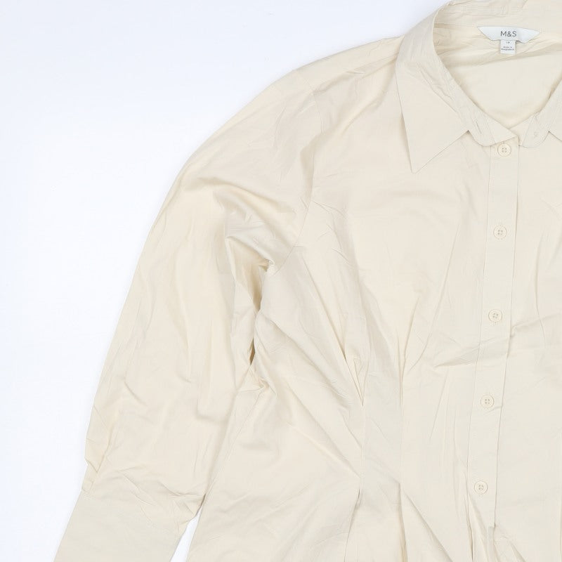 M&S Women’s Ivory Size 18 Lyocell Collared Long Sleeve Button-Up Shirt