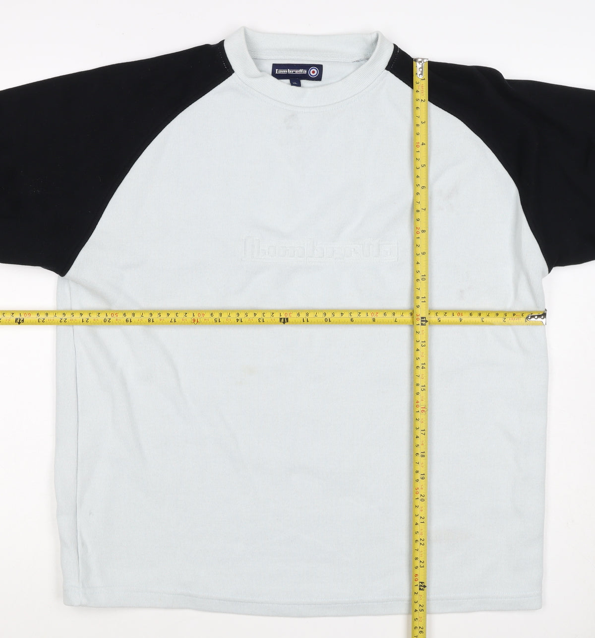Lambretta Men’s White Black XL Logo Raglan Crew Neck Sweatshirt