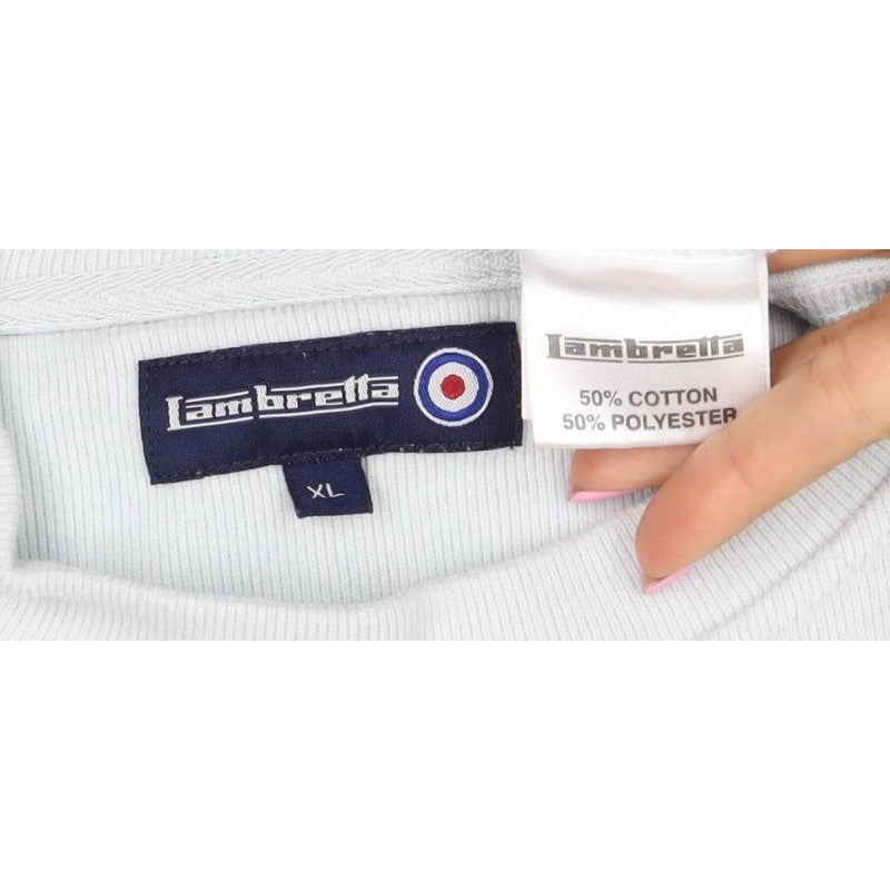 Lambretta Men’s White Black XL Logo Raglan Crew Neck Sweatshirt