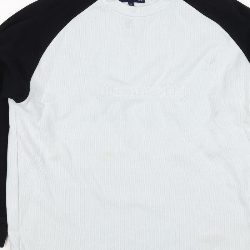 Lambretta Men’s White Black XL Logo Raglan Crew Neck Sweatshirt