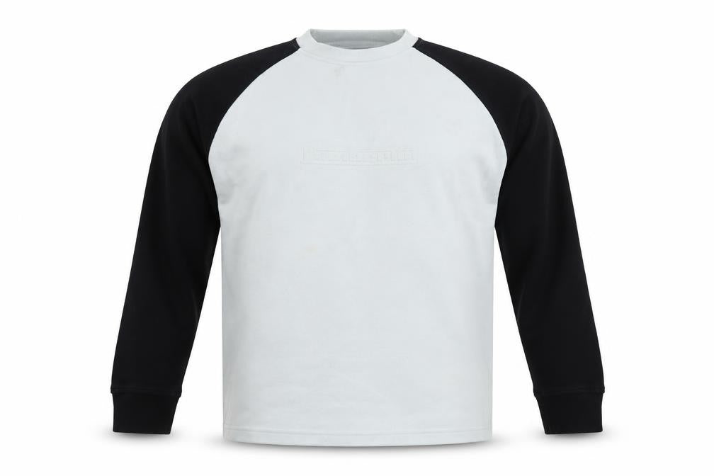 Lambretta Men’s White Black XL Logo Raglan Crew Neck Sweatshirt