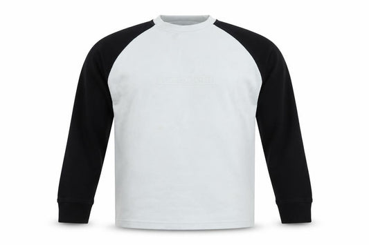 Lambretta Men’s White Black XL Logo Raglan Crew Neck Sweatshirt