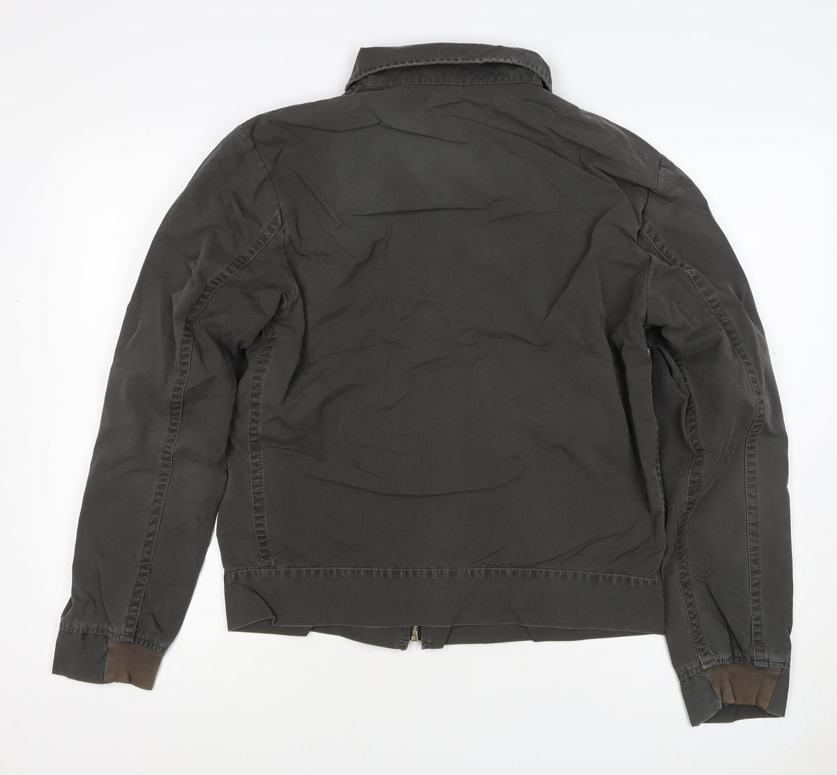 Replay Mens Black Cotton Zip Utility Jacket L Logo Pockets