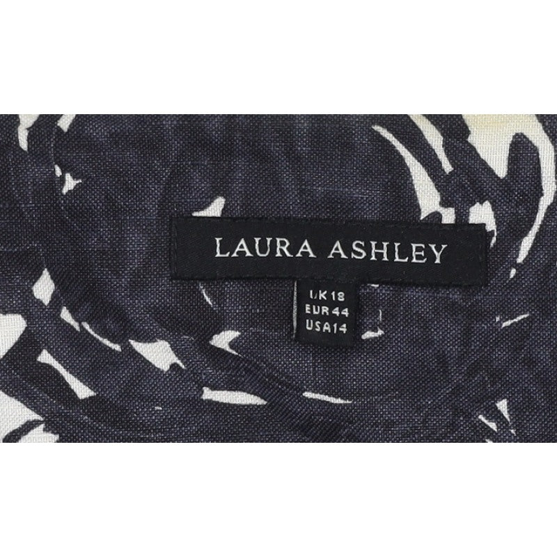Laura Ashley Women Blue UK 18 Linen Blend One Button Blazer Jacket