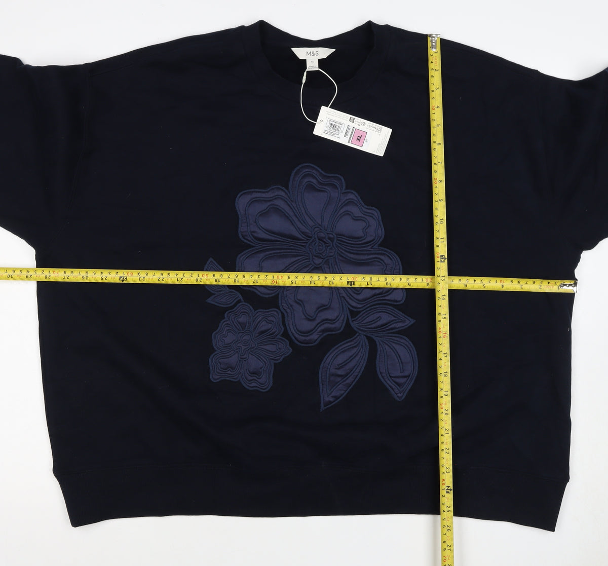 Marks and Spencer Women Navy XL Floral Appliqué Pullover Sweatshirt