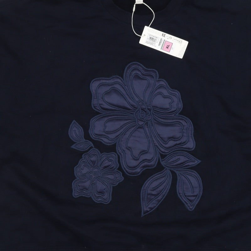 Marks and Spencer Women Navy XL Floral Appliqué Pullover Sweatshirt