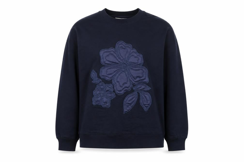 Marks and Spencer Women Navy XL Floral Appliqué Pullover Sweatshirt