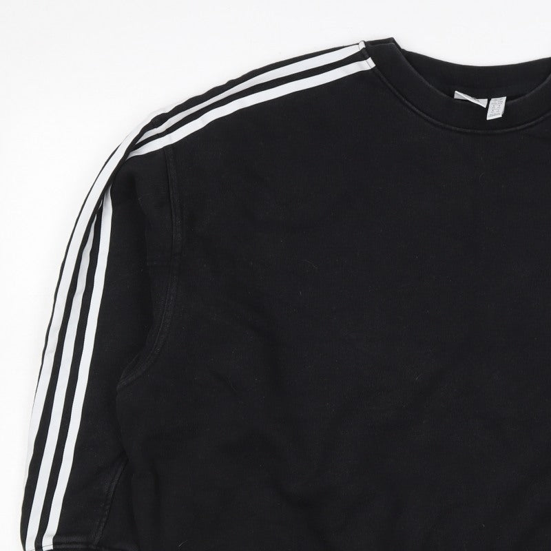 adidas Women’s Black UK 14 3 Stripe Logo Pocket Pullover Sweatshirt