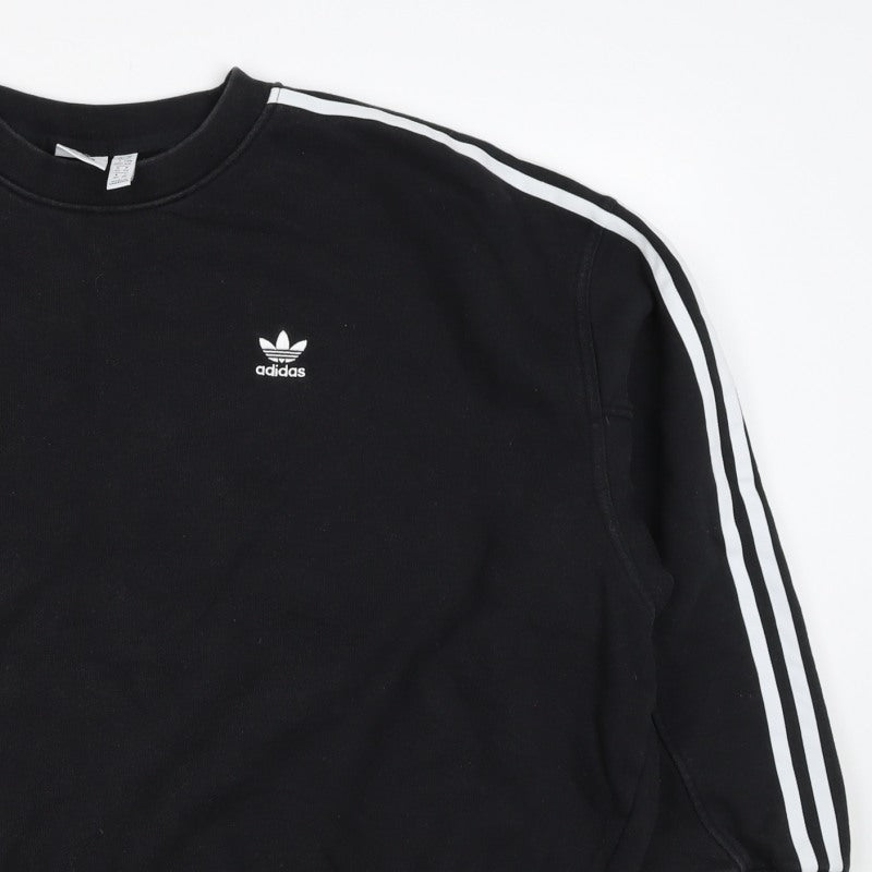 adidas Women’s Black UK 14 3 Stripe Logo Pocket Pullover Sweatshirt