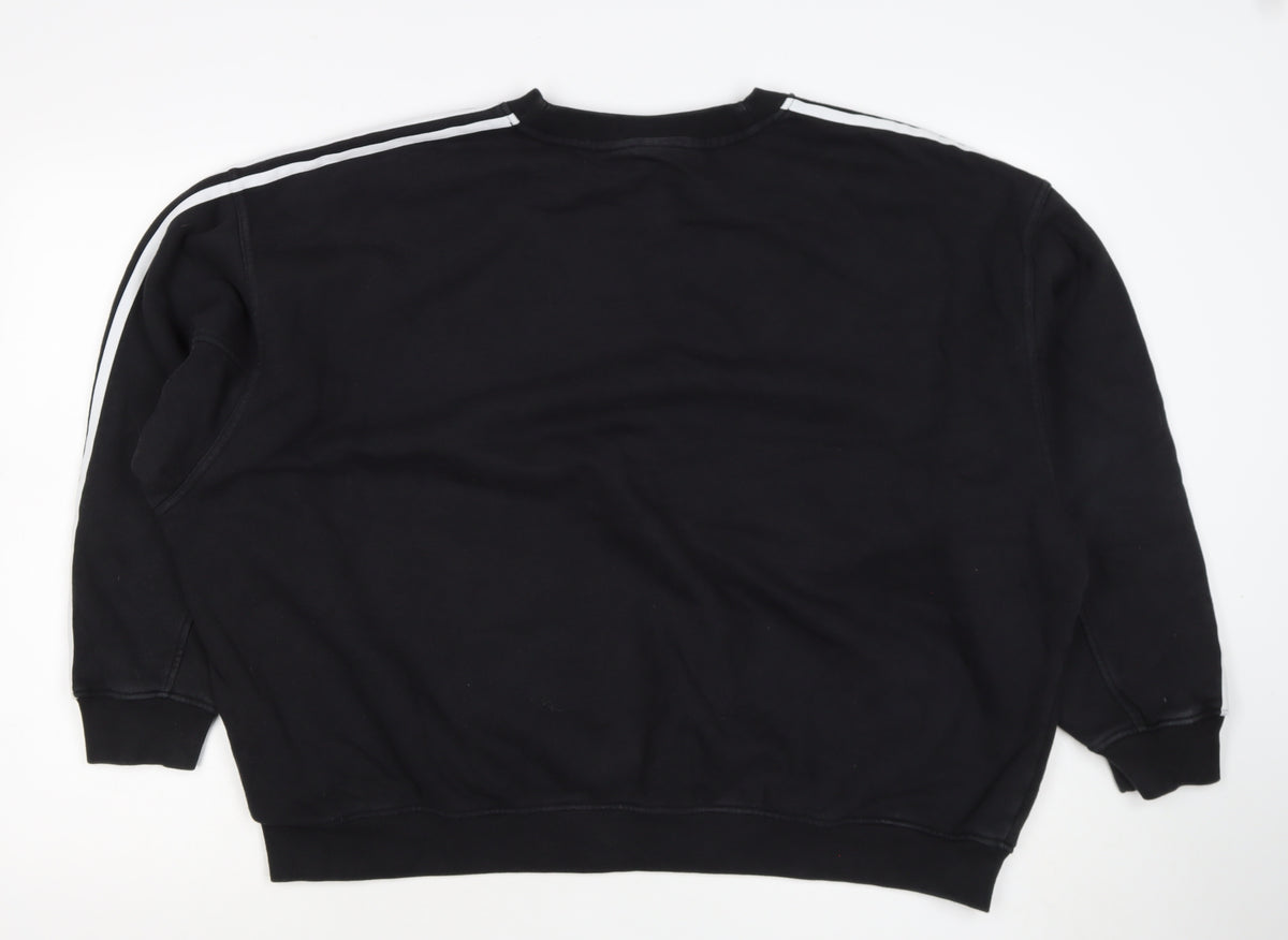 adidas Women’s Black UK 14 3 Stripe Logo Pocket Pullover Sweatshirt