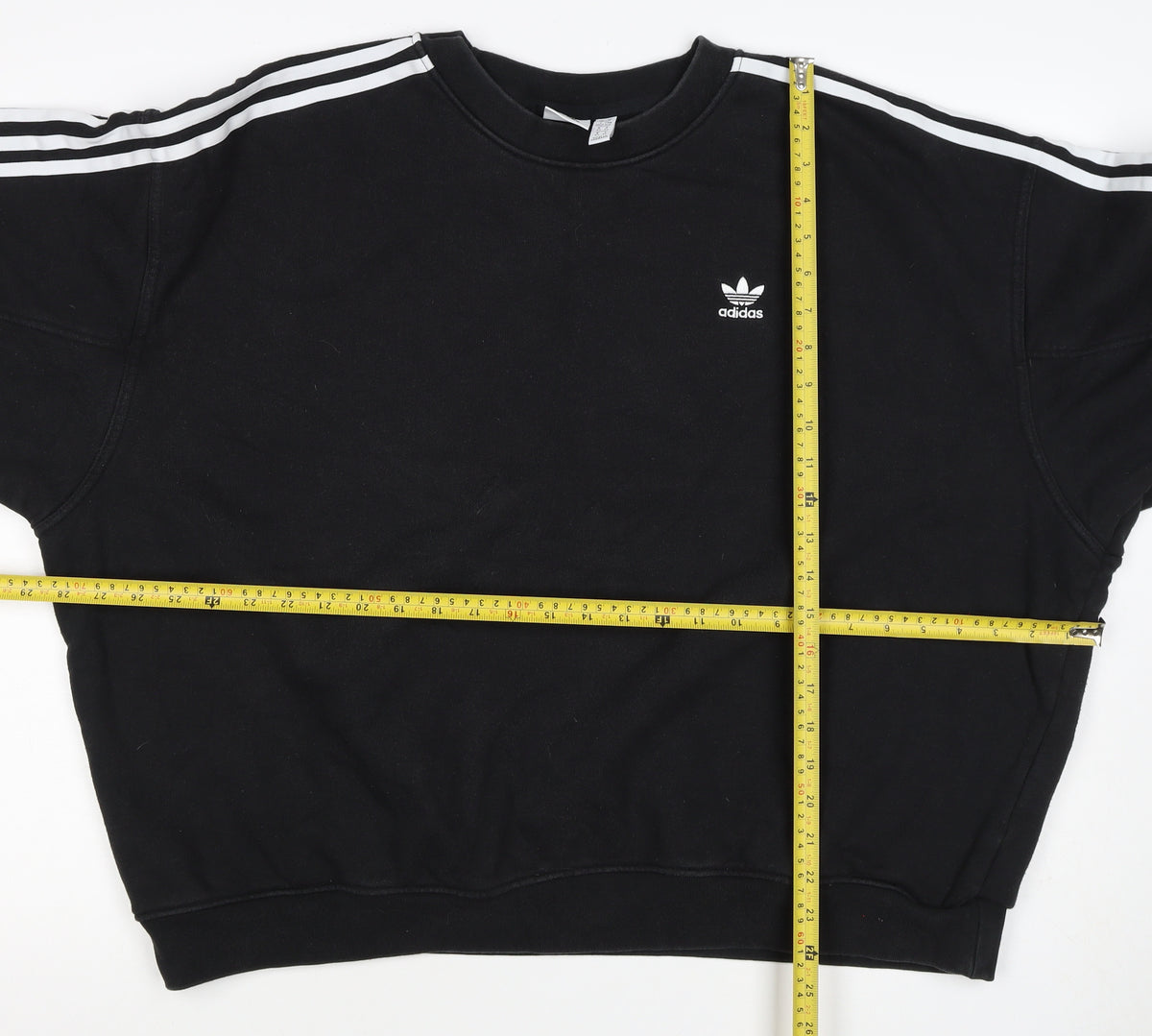 adidas Women’s Black UK 14 3 Stripe Logo Pocket Pullover Sweatshirt