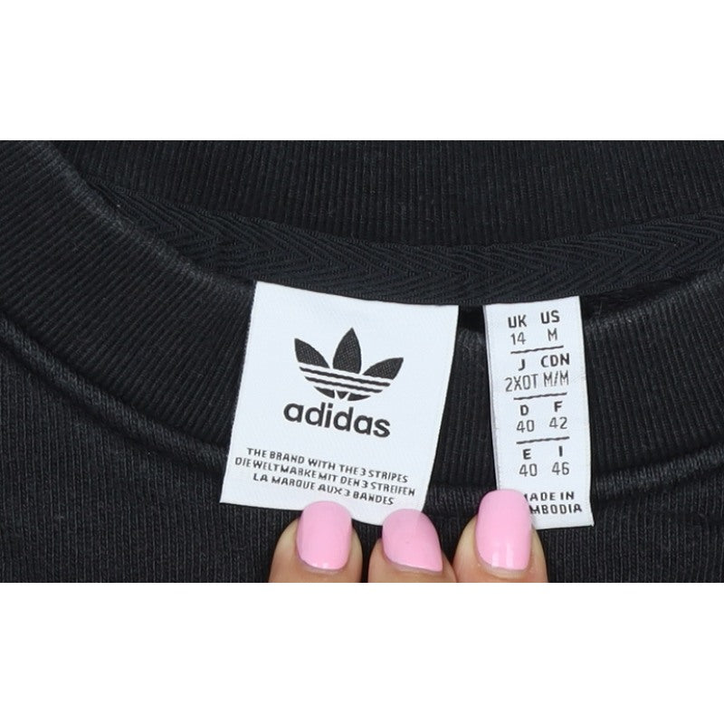adidas Women’s Black UK 14 3 Stripe Logo Pocket Pullover Sweatshirt