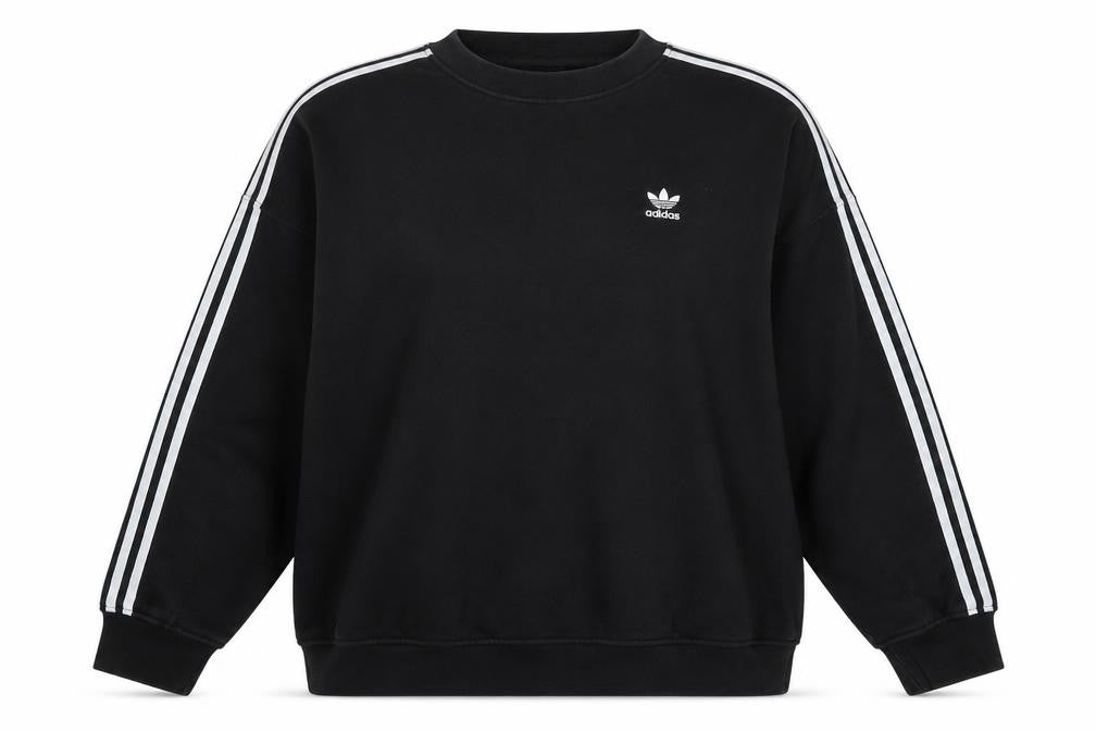 adidas Women’s Black UK 14 3 Stripe Logo Pocket Pullover Sweatshirt