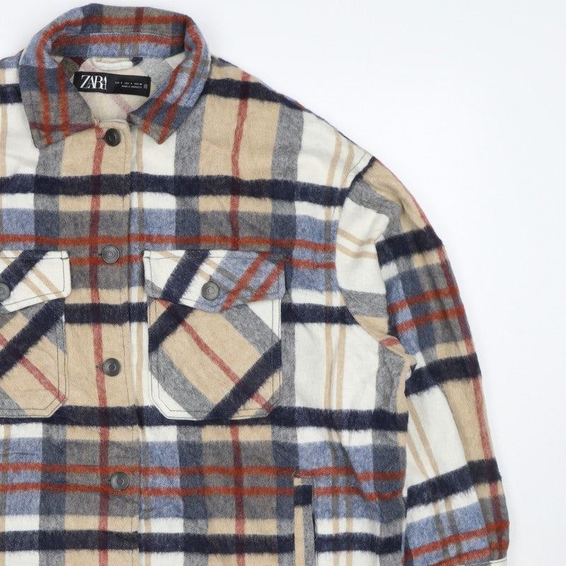 Zara Women’s Multicoloured S Plaid Check Snap Shirt Jacket