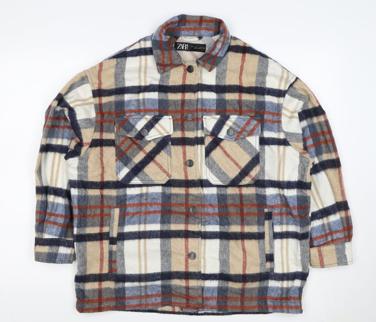 Zara Women’s Multicoloured S Plaid Check Snap Shirt Jacket