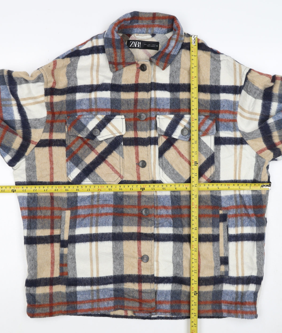 Zara Women’s Multicoloured S Plaid Check Snap Shirt Jacket