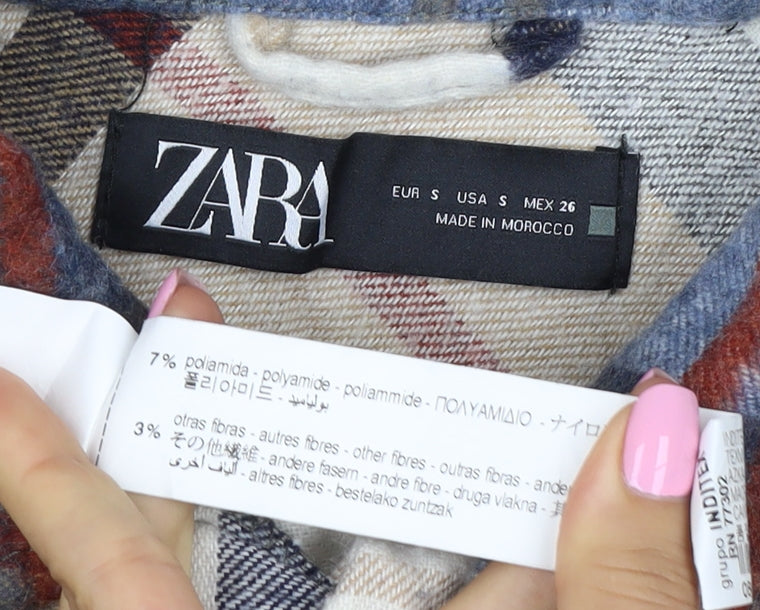 Zara Women’s Multicoloured S Plaid Check Snap Shirt Jacket