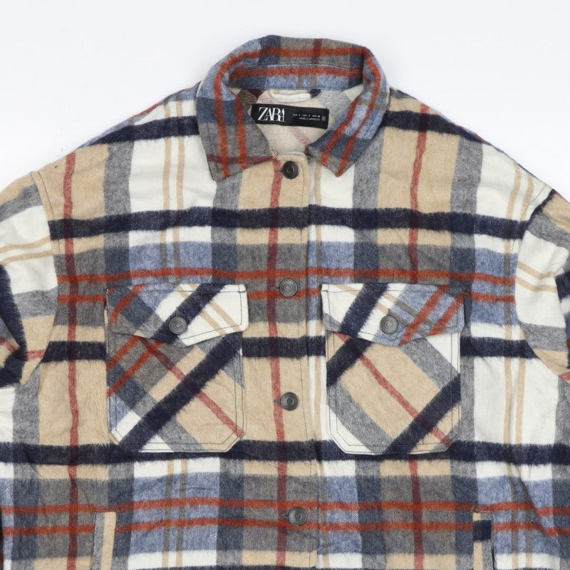 Zara Women’s Multicoloured S Plaid Check Snap Shirt Jacket