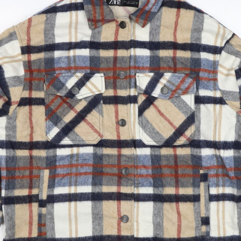 Zara Women’s Multicoloured S Plaid Check Snap Shirt Jacket
