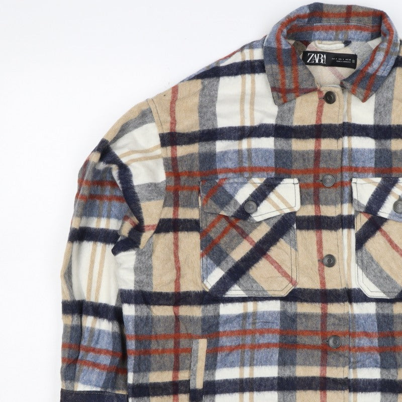 Zara Women’s Multicoloured S Plaid Check Snap Shirt Jacket
