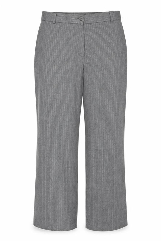 Marks and Spencer Women Grey Pinstripe Wide Leg Dress Trousers UK 14 Short