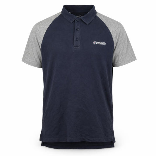 Lambretta Men’s Blue Grey L Colourblock Cotton Polo Shirt Logo