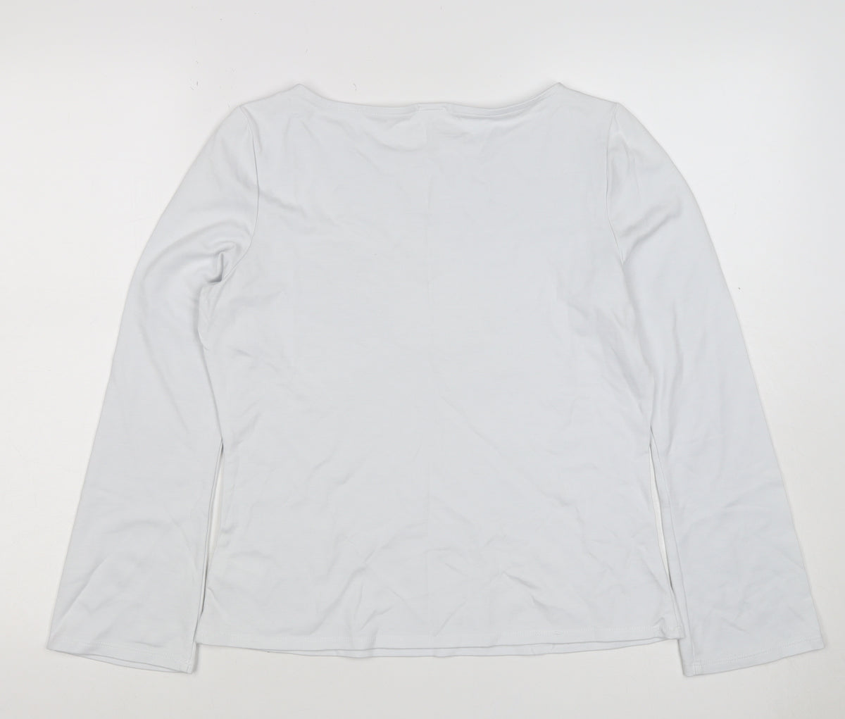 Tahari Women White M Basic Stretch Scoop Neck Long Sleeve Top