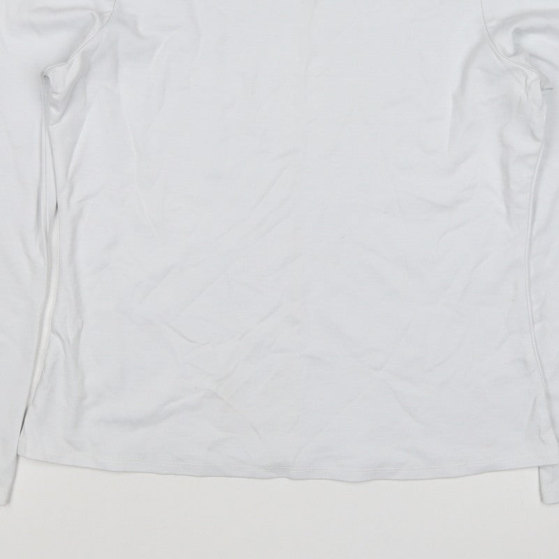 Tahari Women White M Basic Stretch Scoop Neck Long Sleeve Top