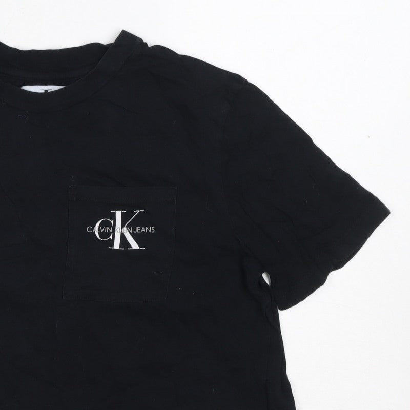 Calvin Klein Jeans Women Black L Basic Logo Pocket T-Shirt