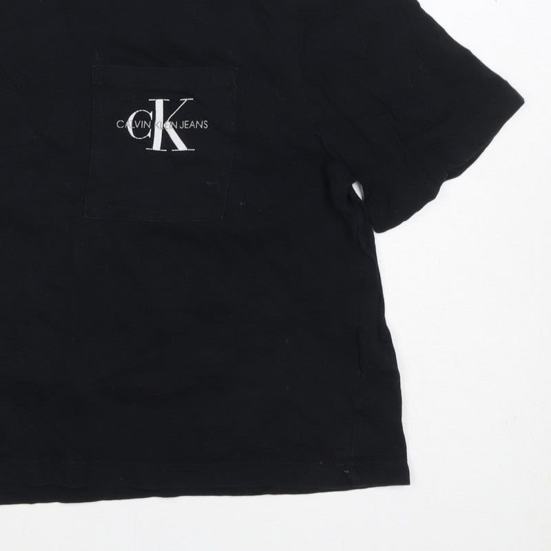 Calvin Klein Jeans Women Black L Basic Logo Pocket T-Shirt